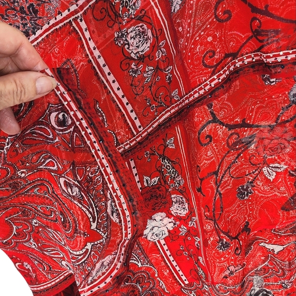 Camilla long skirt embellished hankerchief style red & paisley - size 16 - Picture 15 of 17